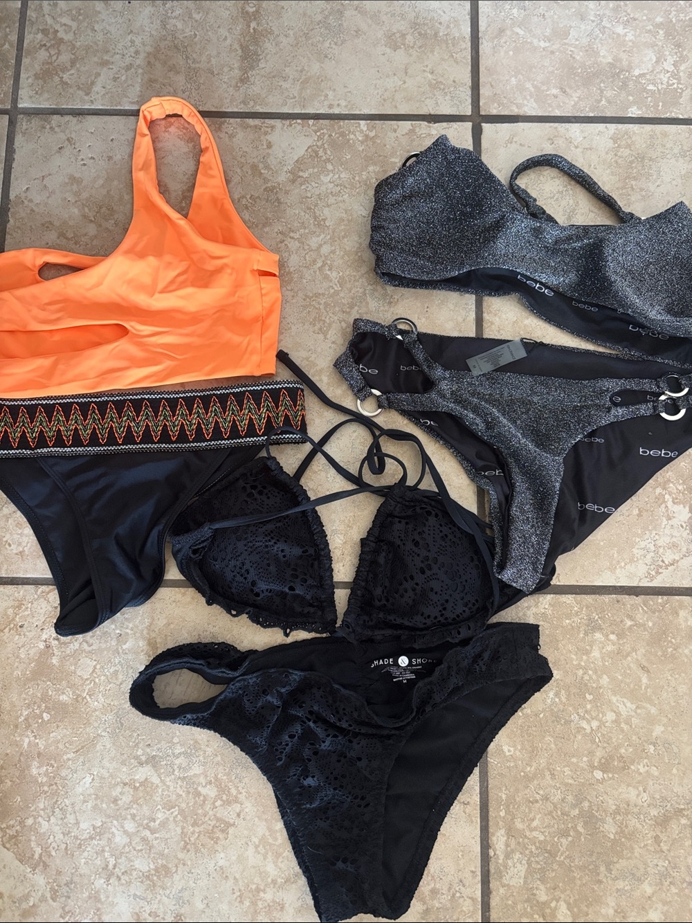 Mixed Bikini Set Bundle - Orange, Black, Silver